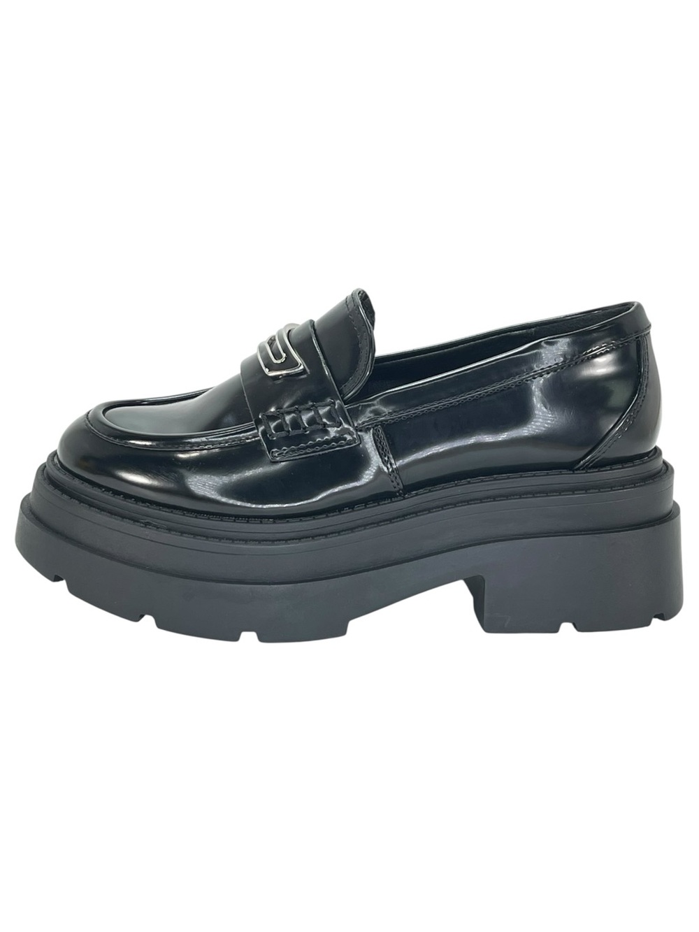 Wild Pair Nelley Black Patent Leather Womens Penny Loafers Size 6M - Picture 3 of 12